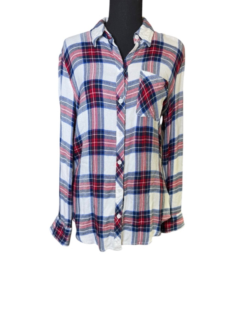 beachlunchlounge Red and Blue brushed flannel‎ Plaid Shirt size small